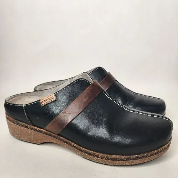 Pikolinos Granada Leather Clogs Slip On Black Size 40 US 9.5 Made In Spain - Picture 15 of 15